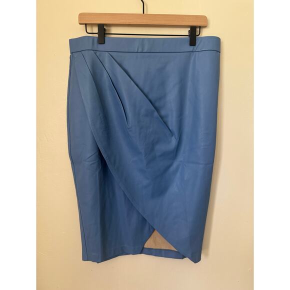Marée Pour Toi Dresses & Skirts - Maree Pour Toi Blue Faux Leather Wrap Skirt Size 12